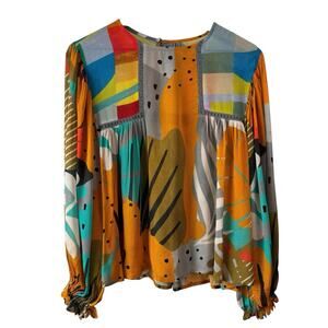 Bl^nk London Anthropologie‎ Miranda Peasant Blouse Extra Small Oversized Balloon
